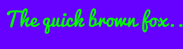 Image with Font Color 00FF00 and Background Color 6600FF